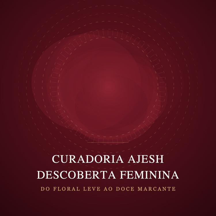 Capa da Curadoria Ajesh — Descoberta Feminina: vinho da marca com anéis dourados. Do floral leve ao doce marcante.