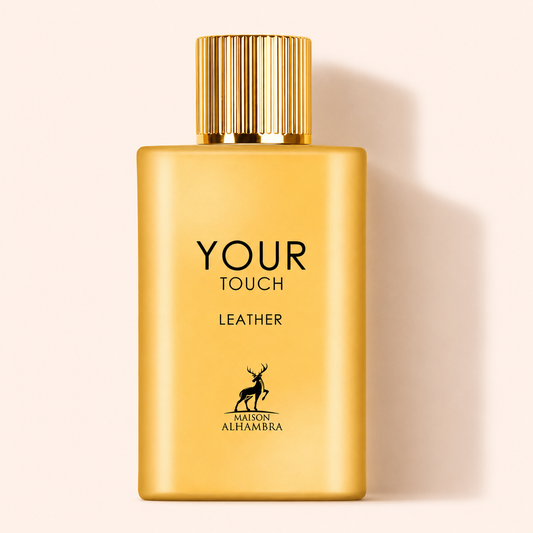 Maison Alhambra Your Touch Leather — decant Ajesh de 5 a 25ml, perfume árabe de baunilha e especiarias