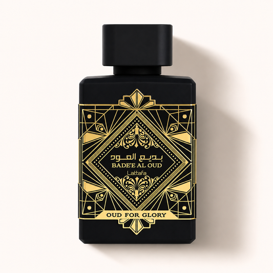 Lattafa Bade'e Al Oud For Glory — decant Ajesh de 5 a 25ml, perfume árabe amadeirado com oud