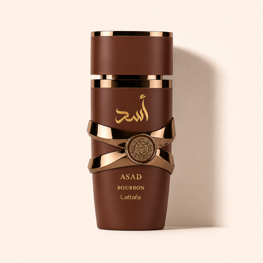 Lattafa Asad Bourbon — decant Ajesh de 5 a 25ml, perfume árabe de baunilha especiada