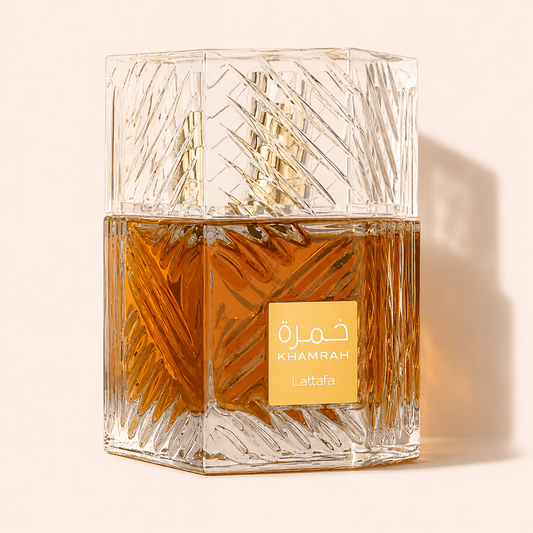 Lattafa Khamrah — decant Ajesh de 5 a 25ml, perfume árabe gourmand quente e especiado