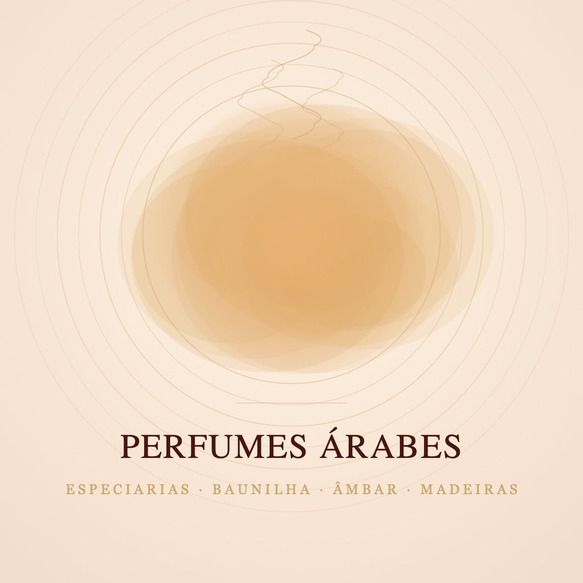 Perfumes árabes: âmbar difuso em tons dourados, com fios de incenso subindo. Especiarias, baunilha, âmbar e madeiras.